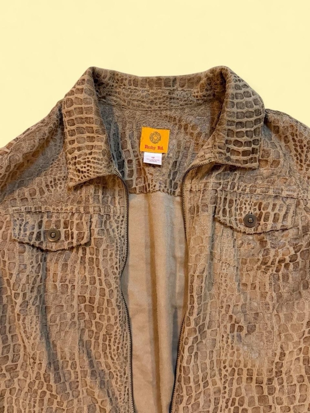Ruby Rd. Brown Croc-Embossed Jacket - Picture 2 of 5